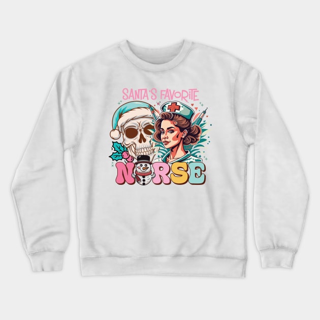 Santa's Favorite Nurse Crewneck Sweatshirt by MZeeDesigns